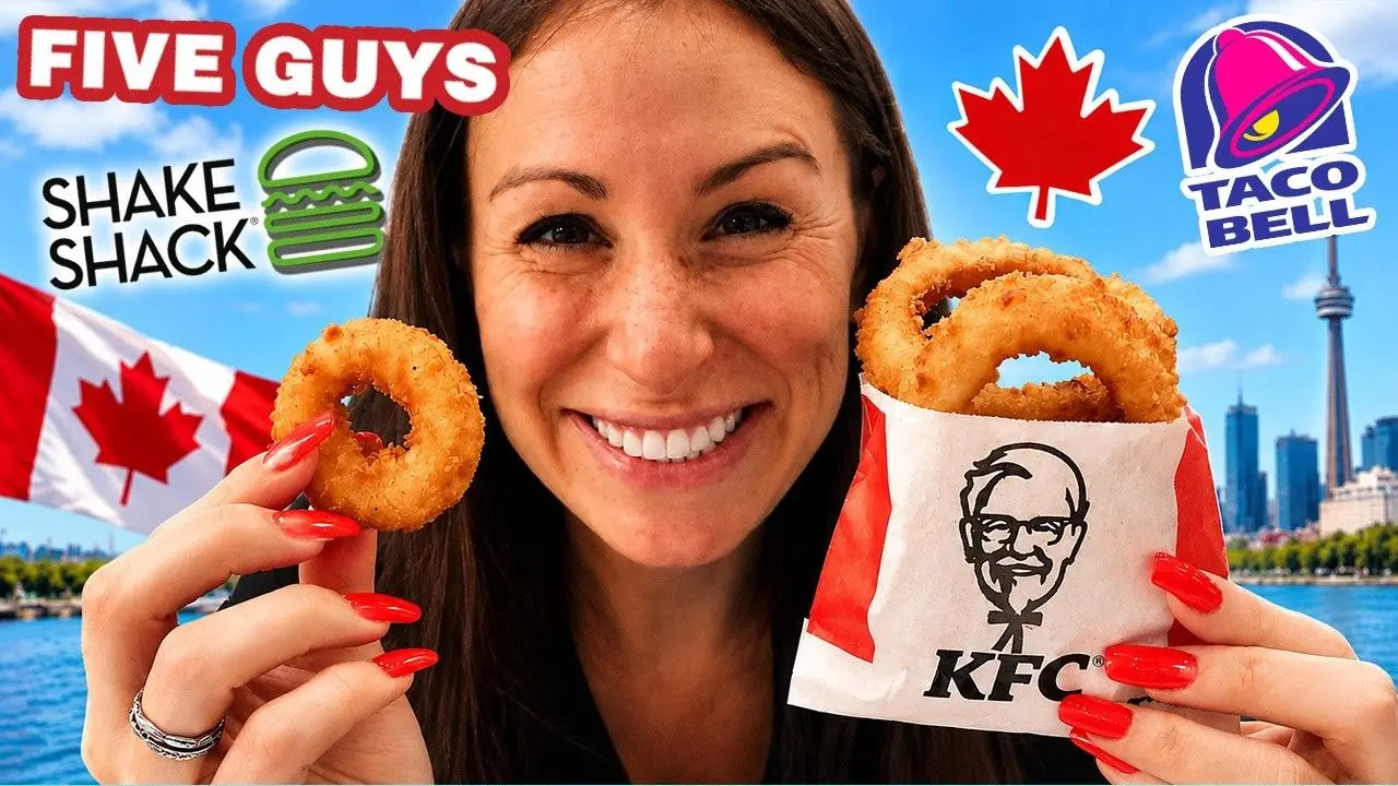 American Tries Canadian Fast Food! Feat: KFC, Taco Bell, Five Guys & Shake Shack